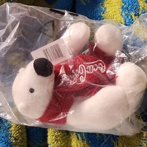 Coca-Cola Polar Bear Plush w/ Red Knit Scarf 4 inch Sealed in Bag New